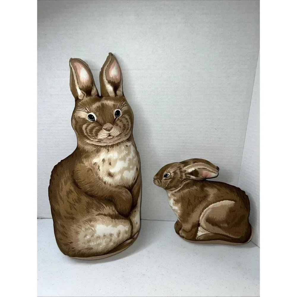 Vintage Fabric Bunny Rabbit Doorstop Figure Decor Handmade Mommy 15
